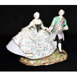 A MEISSEN PORCELAIN CRINOLINE GROUP OF AUGUSTUS III AND MARIA JOSEPHA blue crossed swords mark to