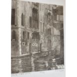 RACHEL ANN LE BAS, N.E.A.C., R.E. (ENGLISH, 1923-2020) 'Venice - A Back Canal', etching, limited