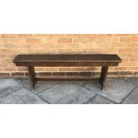 PAIR OF OAK BENCHES, 47cm high, 139cm long