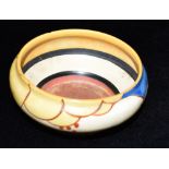 A CLARICE CLIFF FANTASQUE BIZARRE WARE BOWL decorated in the 'Summerhouse ' pattern , 13cm