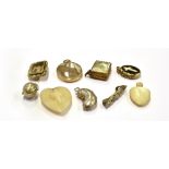 A LATE GEORGIAN SMALL MOURNING BROOCH And 8 small items of jewellery, the mourning brooch with
