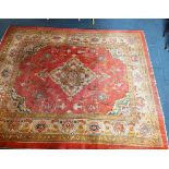 A LARGE MAHAL TYPE CARPET the central field with medallion and foliate motifs, within palmette