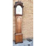 AN 8-DAY LONGCASE CLOCK the enamel dial with subsidiary seconds dial, in an oak case with mahogany