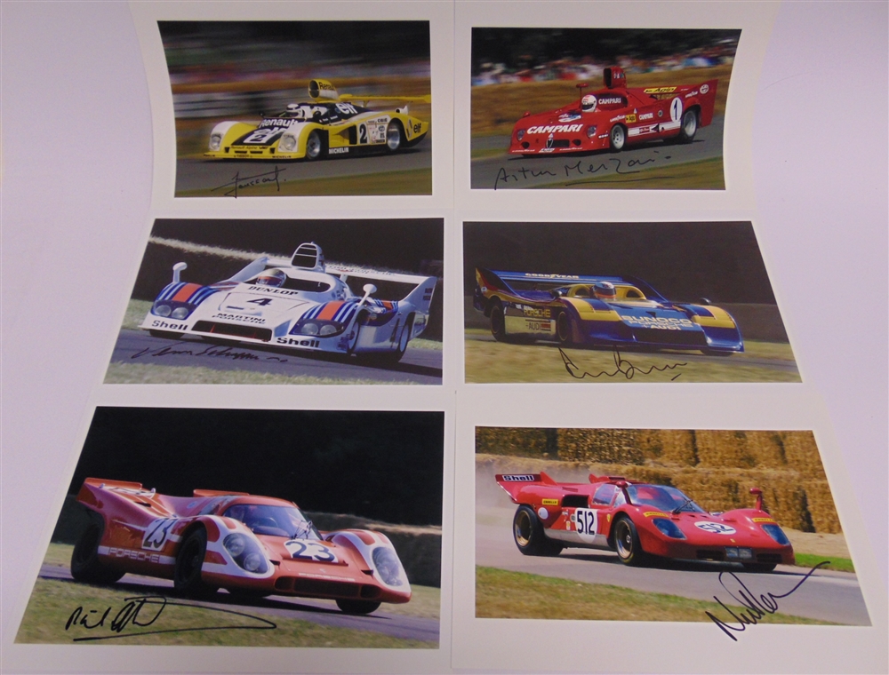 AUTOGRAPHS - MOTORSPORT Seven photographs, printed to paper, signed respectively by Jacky Ickx, - Image 2 of 2