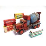 ASSORTED TOYS comprising a Japanese tinplate cement mixer, playworn, 36cm long, unboxed; Dinky No.