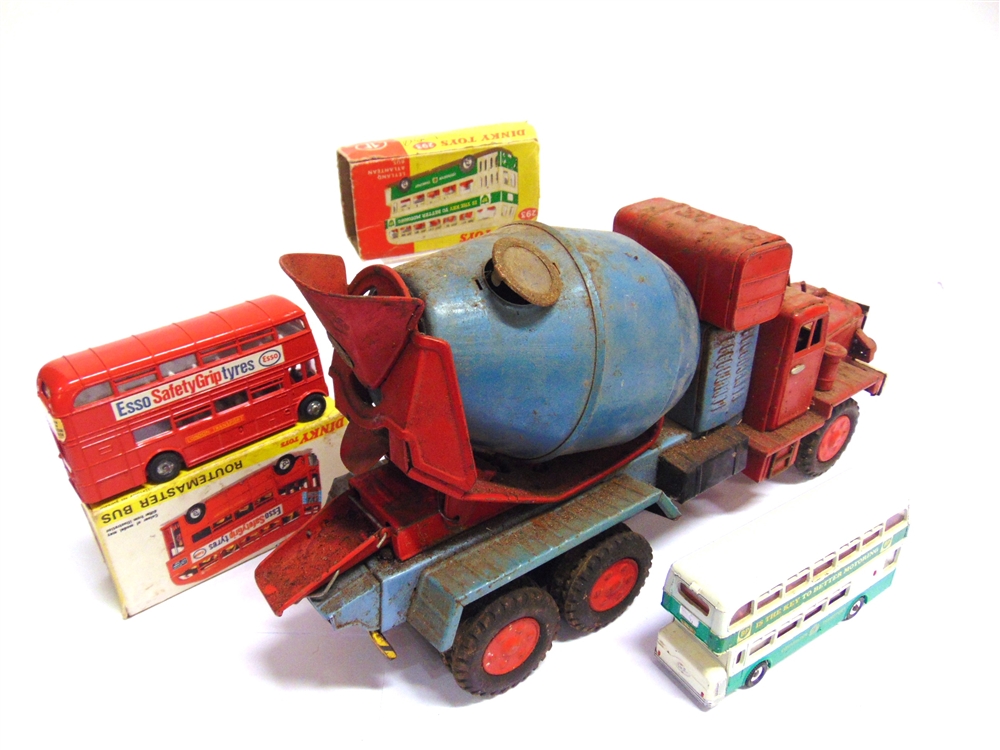 ASSORTED TOYS comprising a Japanese tinplate cement mixer, playworn, 36cm long, unboxed; Dinky No. - Image 2 of 2