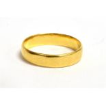 A 22CT GOLD PLAIN WEDDING BAND Of D profile, 4 mm wide, size O, gross weight 3.3 grams Condition