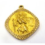 A 9CT GOLD ST CHRISTOPHER The 20th Century design with a plane and car to reverse, 2cm long,