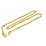 A CHINESE HIGH CARAT GOLD NECK CHAIN The square belcher links to a shepherd hook S fastener, Chinese
