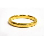 A 22CT GOLD PLAIN WEDDING BAND Of D profile, 3mm wide, size N, gross weight approx. 3.7 grams