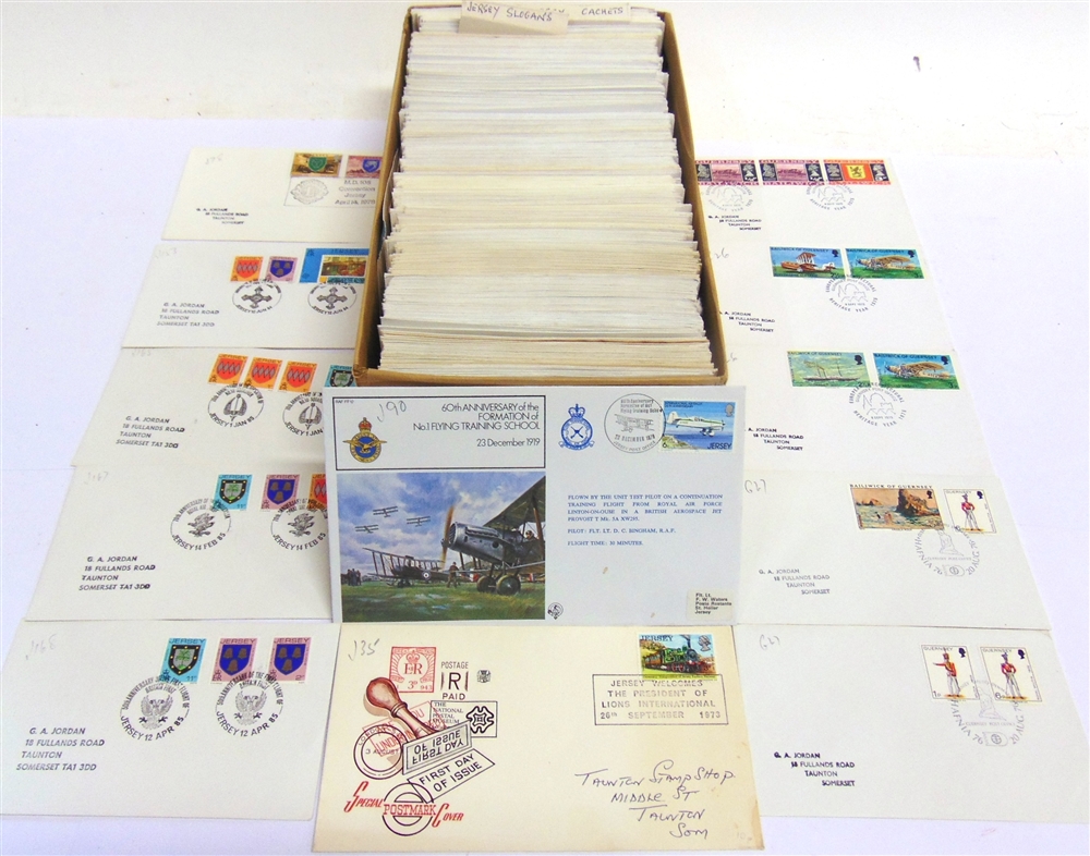 STAMPS - A CHANNEL ISLAND FIRST DAY & COMMEMORATIVE COVER COLLECTION Approximately 300 Jersey and