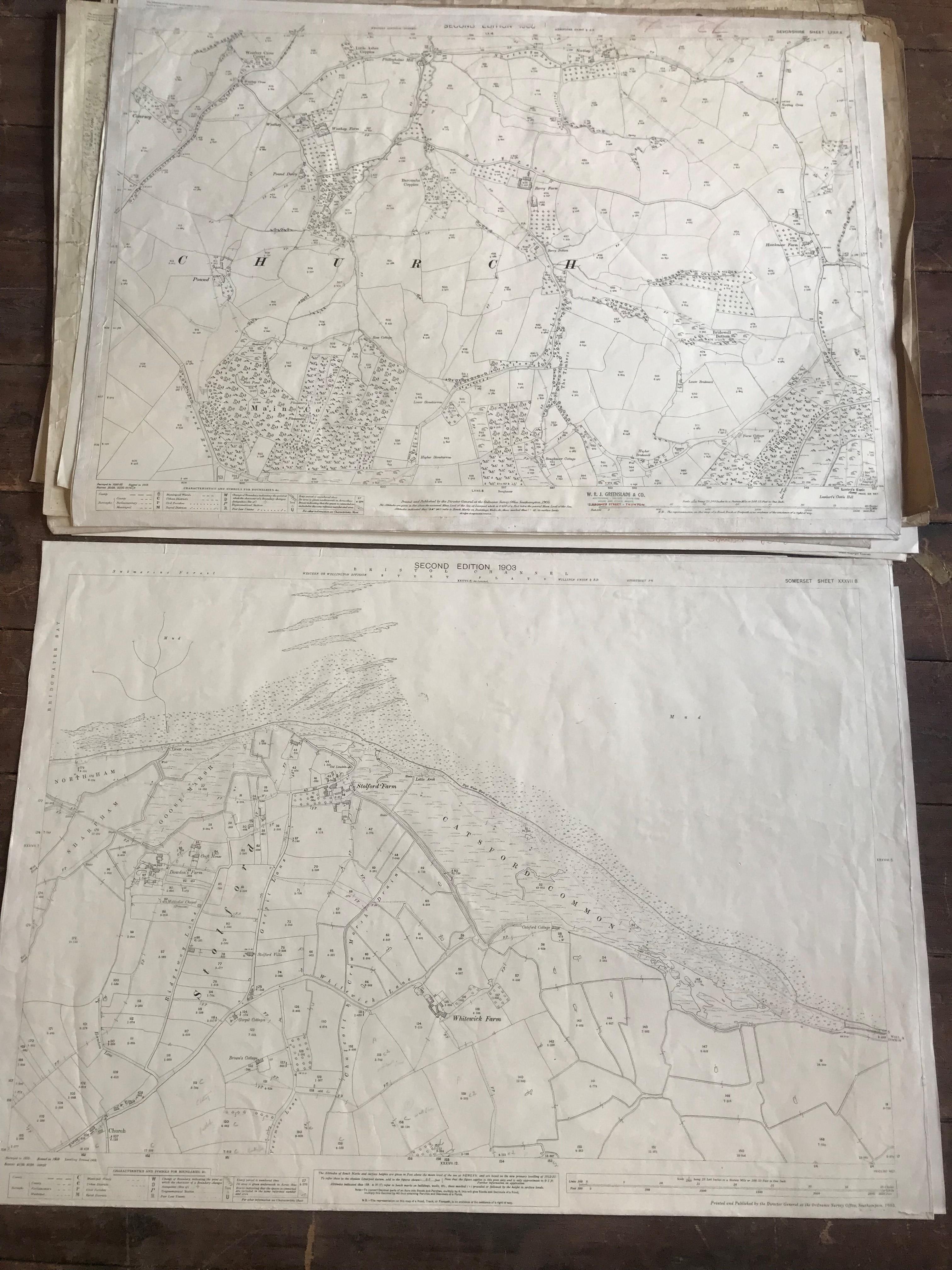 COLLECTION OF THIRTY 1:2500 ORDNANCE SURVEY MAPS covering Otterhampton; Woolston; Lower Vellow and - Image 6 of 9