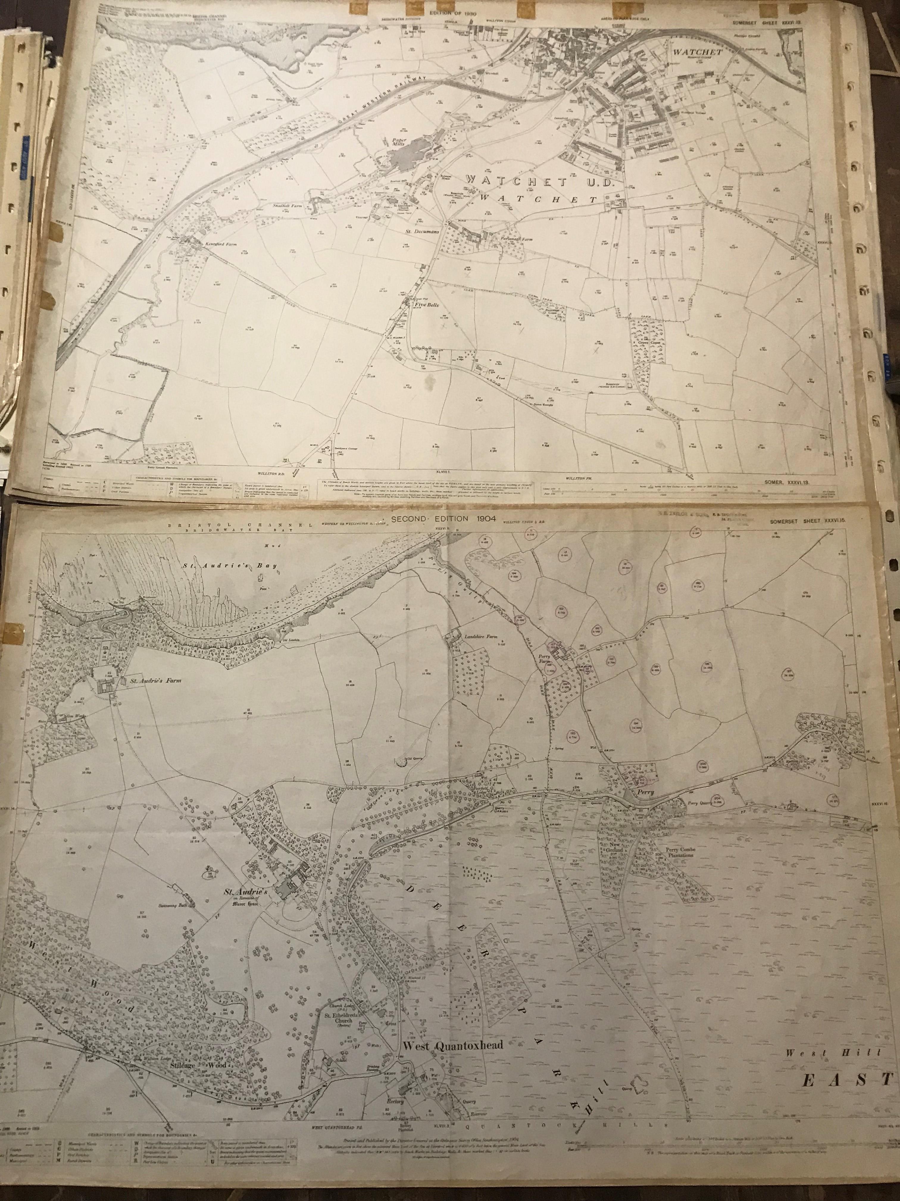 COLLECTION OF THIRTY 1:2500 ORDNANCE SURVEY MAPS covering West Quantoxhead; Watchet; Middlemarsh; - Image 2 of 17