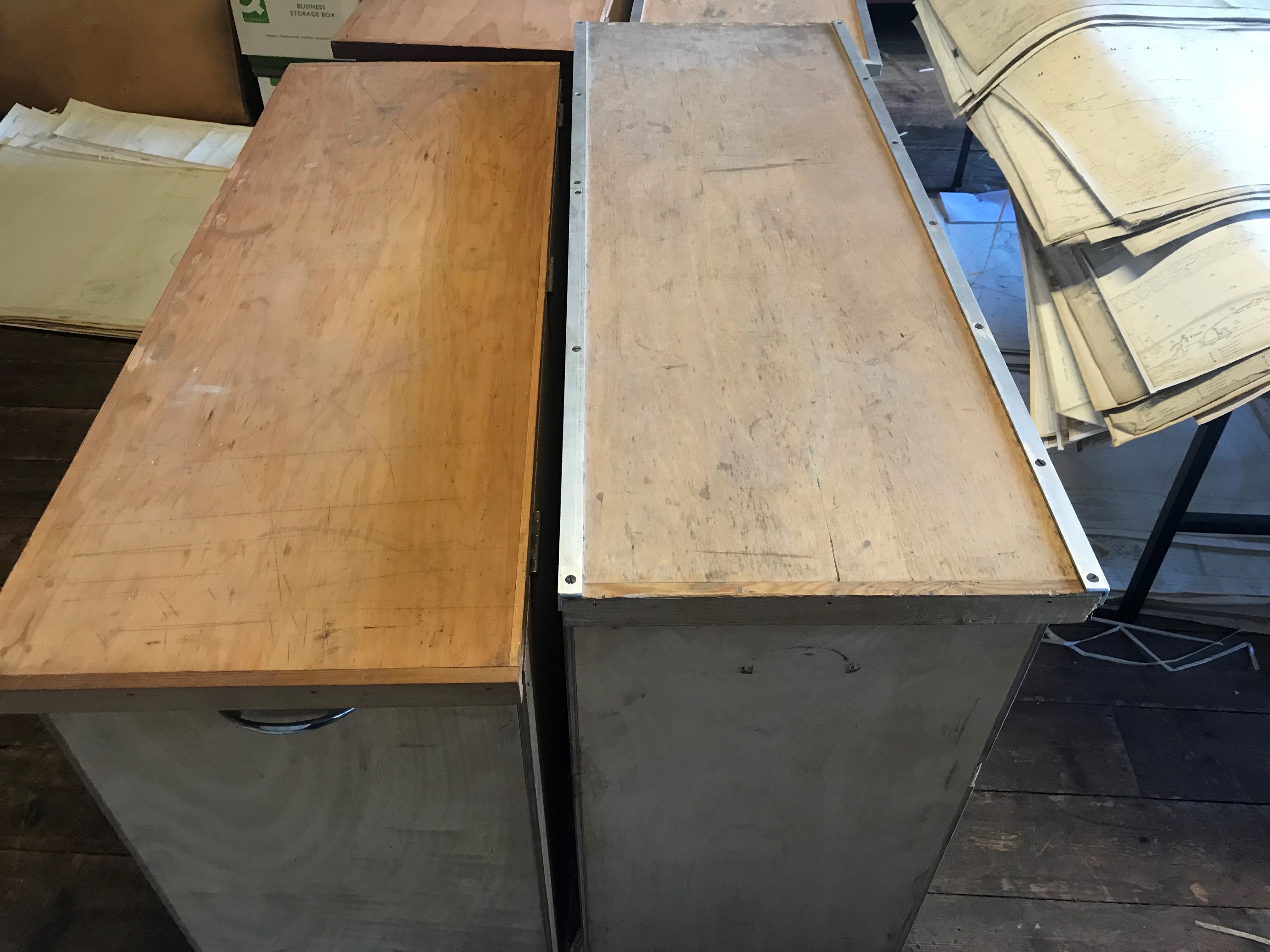 TWO UPRIGHT PLAN CHESTS each with adjustable dividers inside