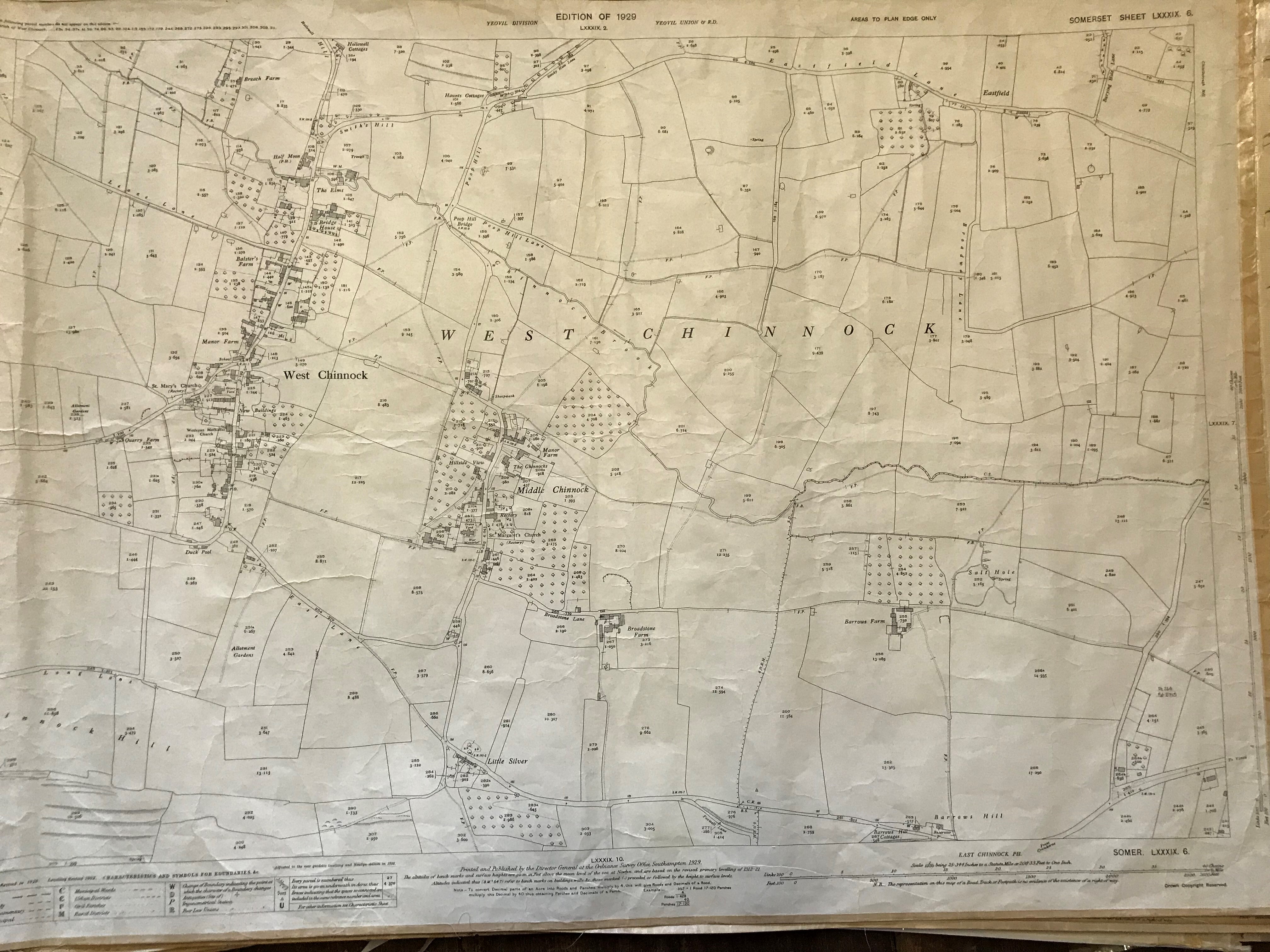 COLLECTION OF THIRTY 1:2500 ORDNANCE SURVEY MAPS covering Middle chinnock; Broadwindsor; Frome St