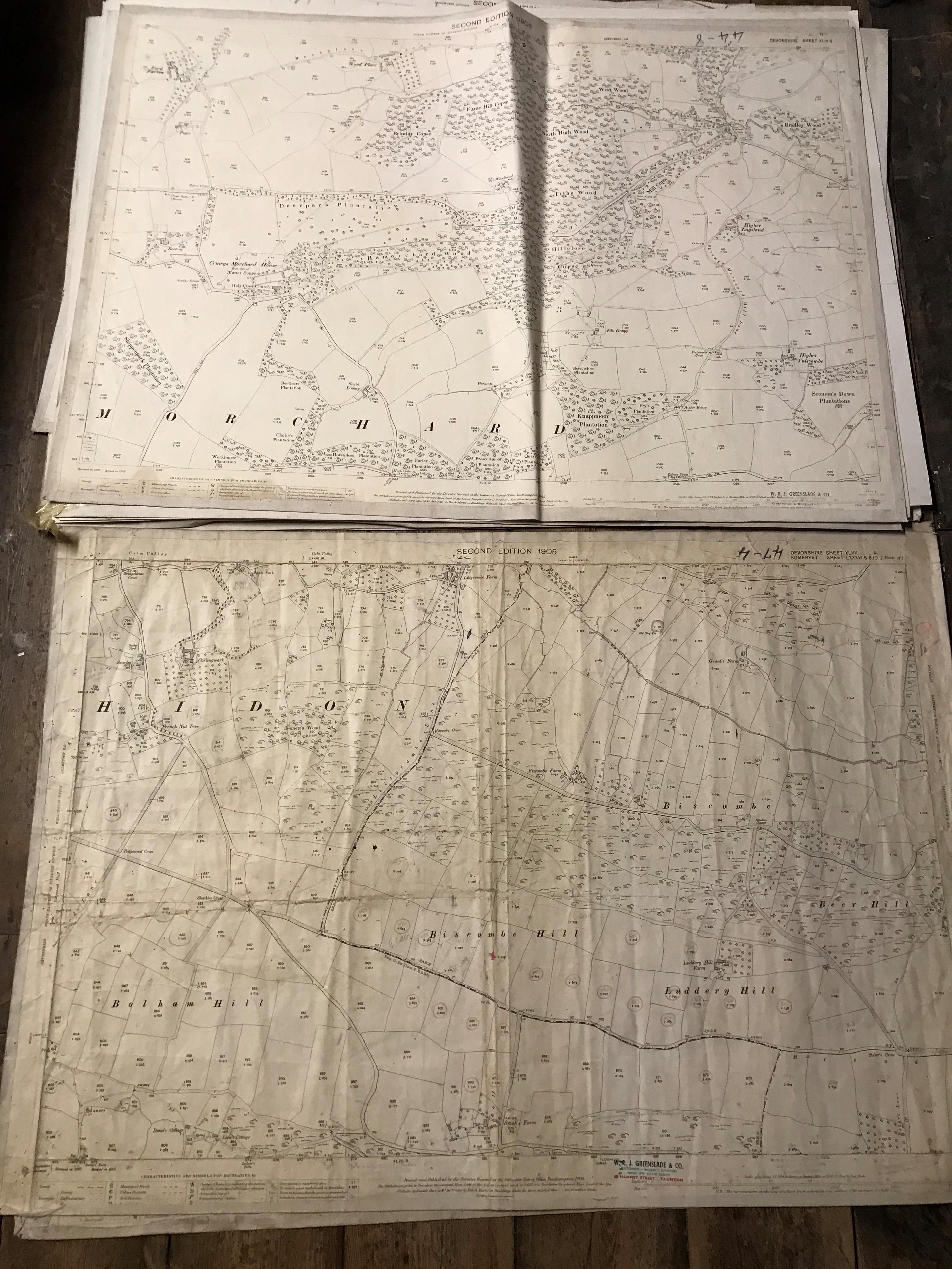 COLLECTION OF THIRTY 1:2500 ORDNANCE SURVEY MAPS covering Bowden; Biscombe; Chapelhayes, - Image 9 of 13