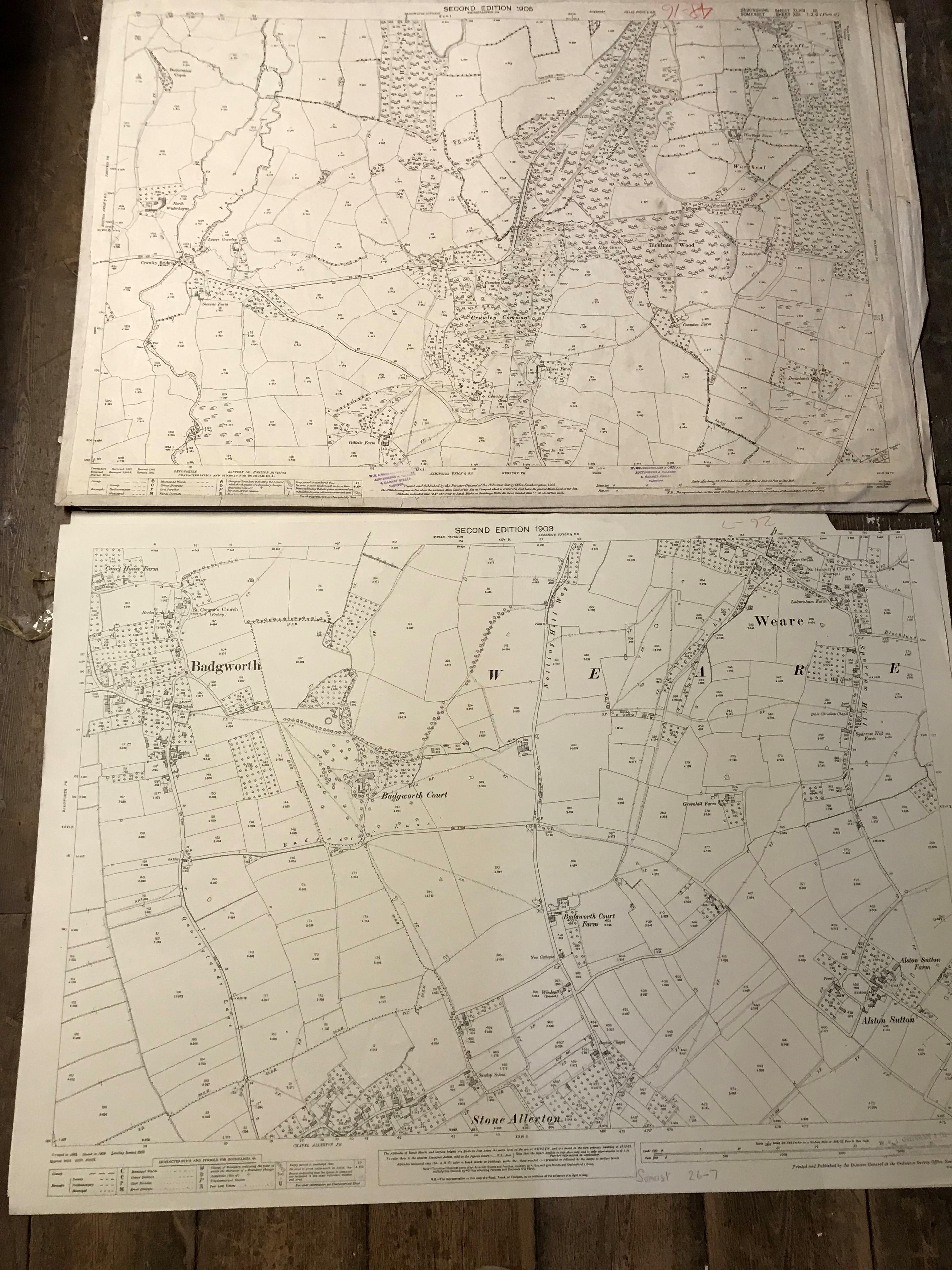 COLLECTION OF THIRTY 1:2500 ORDNANCE SURVEY MAPS covering Bowden; Biscombe; Chapelhayes, - Image 12 of 13