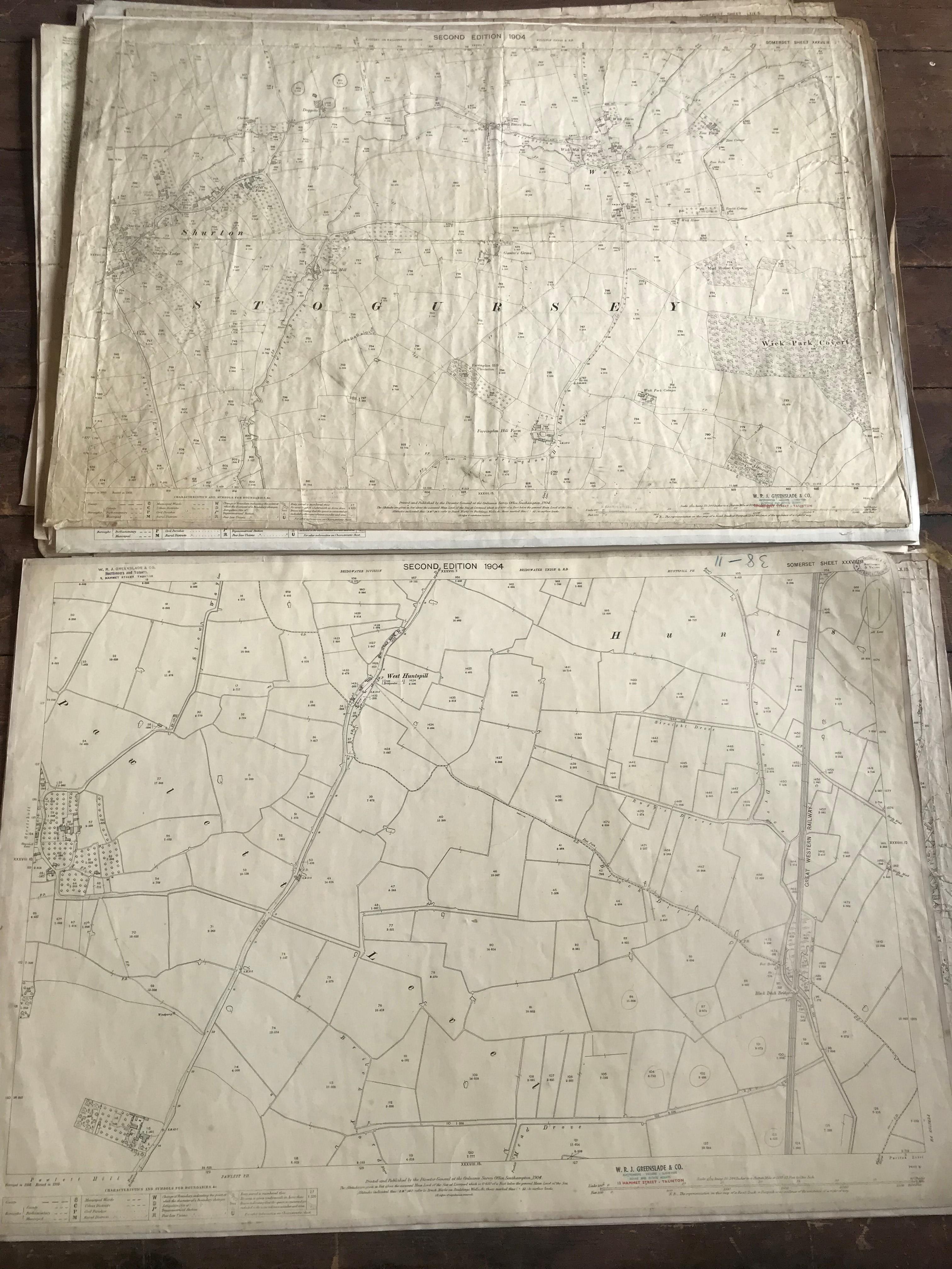 COLLECTION OF THIRTY 1:2500 ORDNANCE SURVEY MAPS covering Otterhampton; Woolston; Lower Vellow and - Image 3 of 9