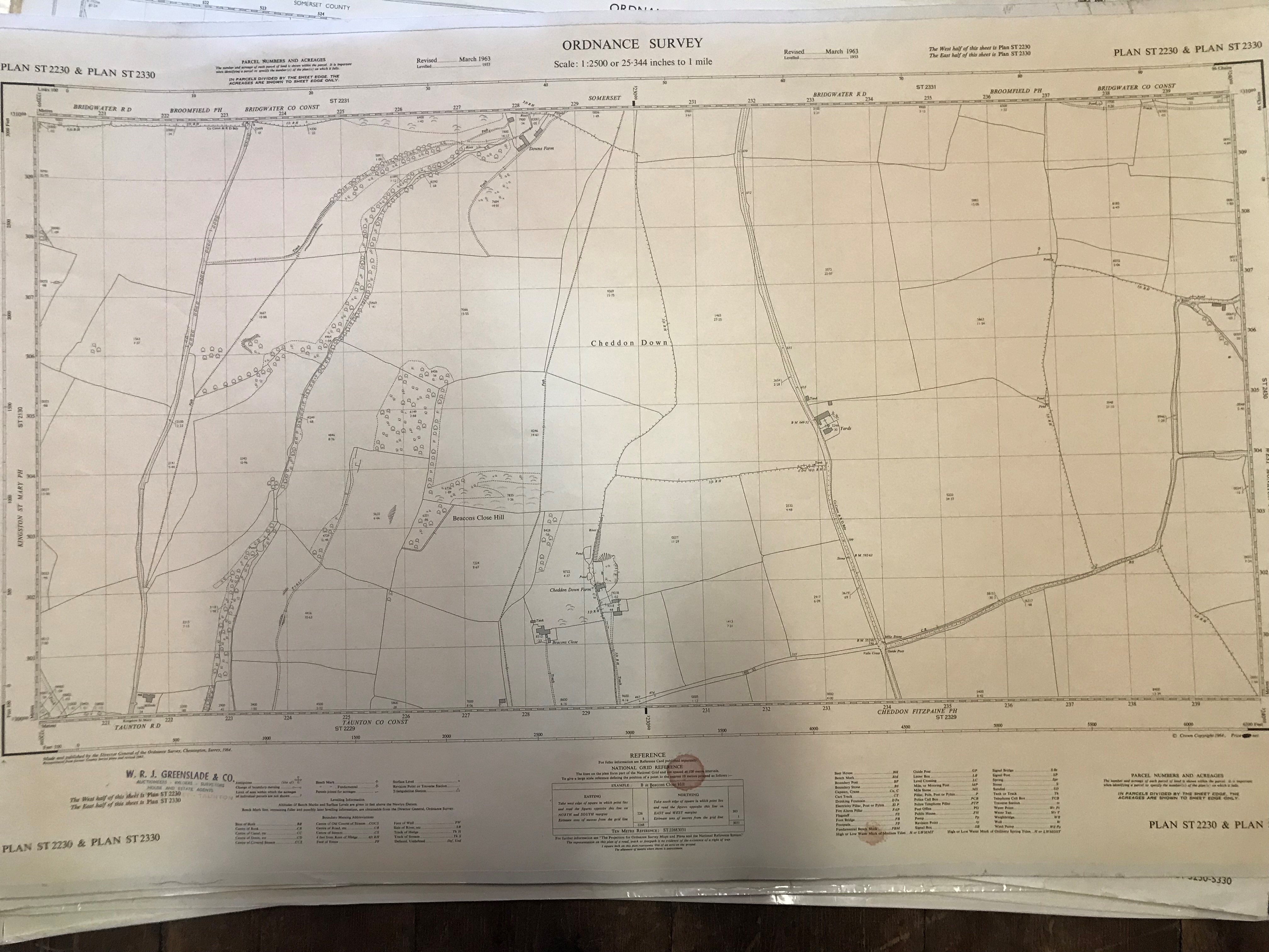 COLLECTION OF THIRTY 1:2500 ORDNANCE SURVEY MAPS covering West & Middle Chinnock; Cheddon Down;