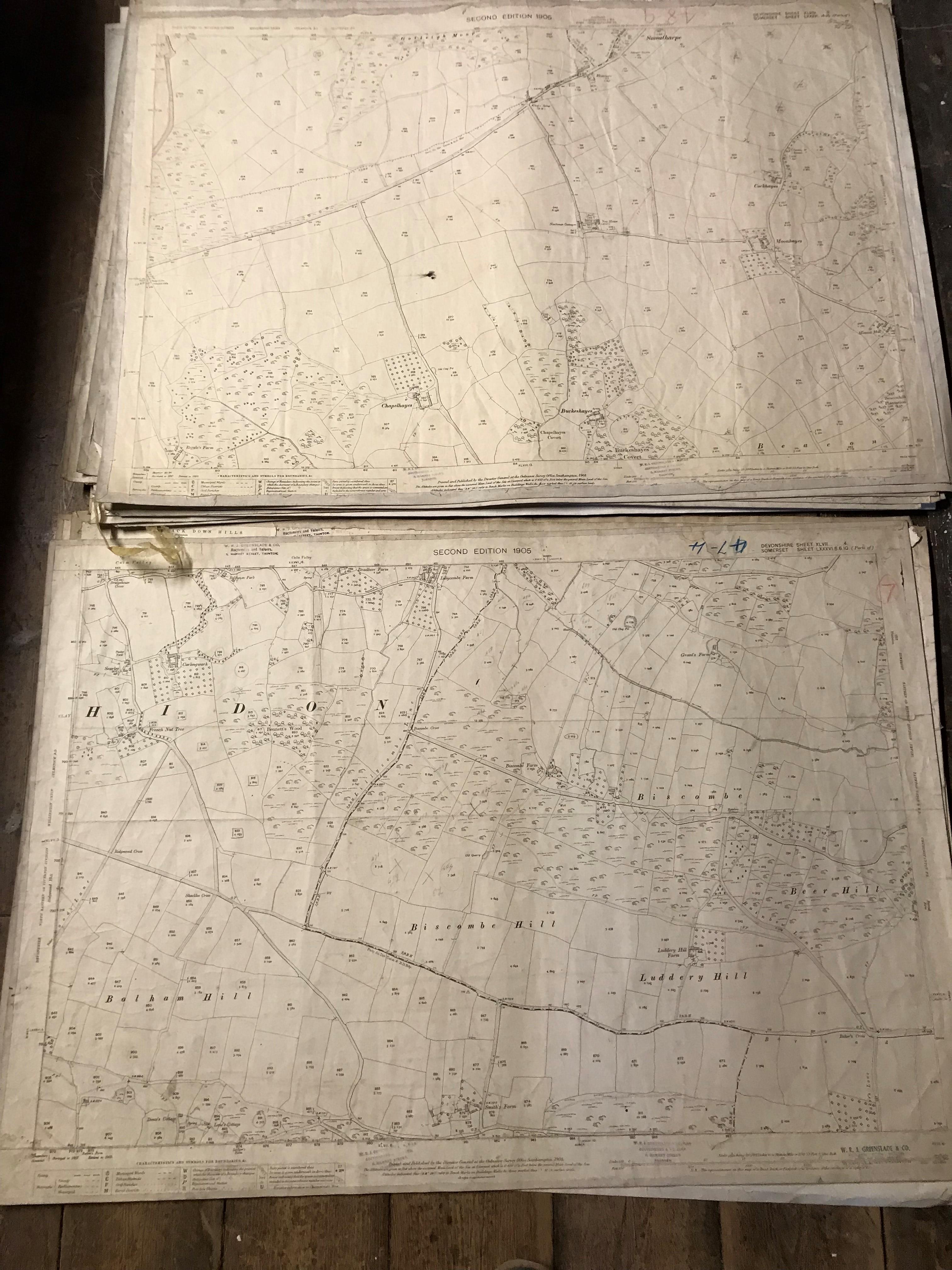 COLLECTION OF THIRTY 1:2500 ORDNANCE SURVEY MAPS covering Bowden; Biscombe; Chapelhayes, - Image 3 of 13