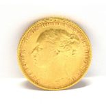 GREAT BRITAIN - VICTORIA (1837-1901), SOVEREIGN, 1881 young head, Melbourne mint mark.