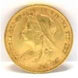 GREAT BRITAIN - VICTORIA (1837-1901), HALF-SOVEREIGN, 1900 old veiled bust.