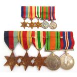 A SECOND WORLD WAR GROUP OF FIVE MEDALS comprising the 1939-45 Star, Africa Star, Italy Star,