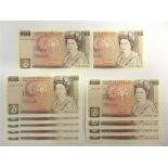 GREAT BRITAIN - ELIZABETH II (1952-), BANKNOTES a consecutive run of five Gill ten pound notes (EN09