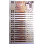 GREAT BRITAIN - ELIZABETH II (1952-), BANKNOTES a consecutive run of fifteen Gill ten pound notes (