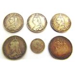 GREAT BRITAIN - ASSORTED SILVER COINS, PRE-1920 comprising a George IV (1820-1830) crown, 1821 (