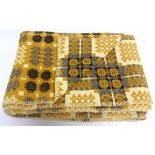 A WELSH WOOL BLANKET the traditional reversible portcullis design in ochre, cream and black,