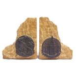 [SECOND WORLD WAR INTEREST]. A PAIR OF BOOKENDS FORMED FROM STONE FROM THE HOUSES OF PARLIAMENT,