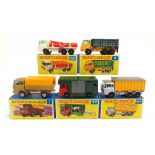 FIVE MATCHBOX 1-75 SERIES DIECAST MODEL VEHICLES comprising a No.1, Mercedes Truck, gold with a