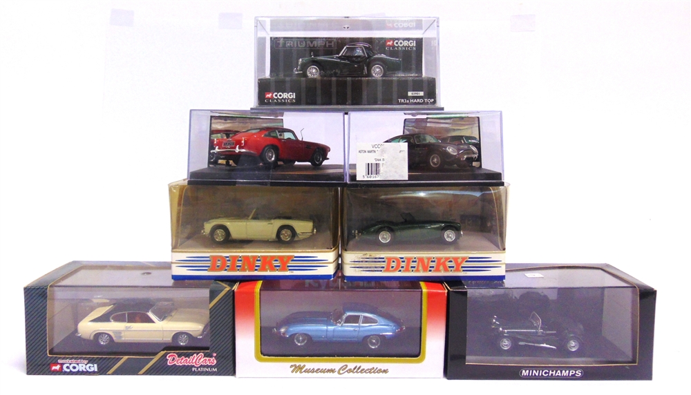 EIGHT ASSORTED 1/43 SCALE MODEL CARS by Vitesse (2), Minichamps (1), and others (5), each mint or