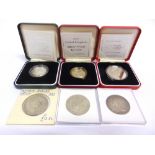 GREAT BRITAIN - A SILVER COLLECTION comprising an Elizabeth II (1952-) silver proof five pounds, '
