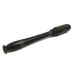 AN EARLY 19TH CENTURY TIPSTAFF OR SHORT TRUNCHEON of ebonized turned wood, the head marked '