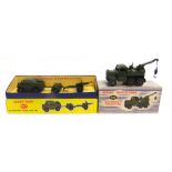 TWO DINKY DIECAST MODEL MILITARY VEHICLES comprising a No.697, 25-Pounder Field Gun Set, olive drab,