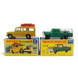 TWO MATCHBOX 1-75 SERIES DIECAST MODEL VEHICLES comprising a No.12, Land Rover Safari, gold,