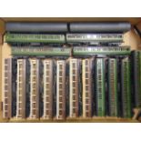 [OO GAUGE]. SEVENTEEN ASSORTED GRAHAM FARISH COACHES comprising ten S.R., lined green livery, and