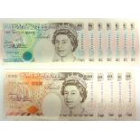 GREAT BRITAIN - ELIZABETH II (1952-), BANKNOTES a consecutive run of five Kentfield ten pound