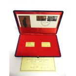 AN 18CT GOLD SIR WINSTON CHURCHILL STAMP REPLICA SET comprising two stamp ingots, each numbered