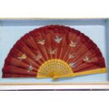 EIGHT ASSORTED FANS 20th century, including one, probably Italian, hand-painted with birds, each