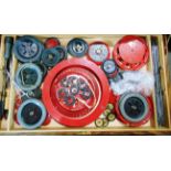 MECCANO - A LARGE COLLECTION some in a large wooden box with a lift-out tray.