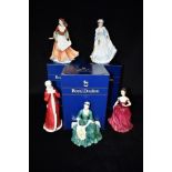 FIVE ROYAL DOULTON FIGURINES: HN2842 'Innocence', HN 2228 'Lady from Williamsburg', HN 3060 '