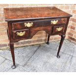 19TH CENTURY LOW BOY, with a single long drawer above two short drawers, and raised on four legs