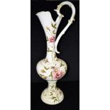 A LARGE ITALIAN CERAMIC EWER with painted floral decoration, 88cm high Condition Report : handle