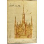 THREE LATE 19TH CENTURY ARCHITECTURAL DRAWINGS two titled 'Manchester / Church of the Holy Name /