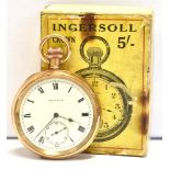 GENTS WALTHAM OPEN FACED POCKET WATCH With a white enamel dial marked 'Waltham' rear case in