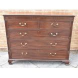 GEORGIAN MAHOGANY CHEST OF TWO SHORT OVER THREE LONG GRADUATING DRAWERS, having a secret drawer to