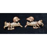 A PAIR OF SMALL CHINESE BRONZE FIGURES OF DRAGONS 5cm long Condition Report : the front legs are
